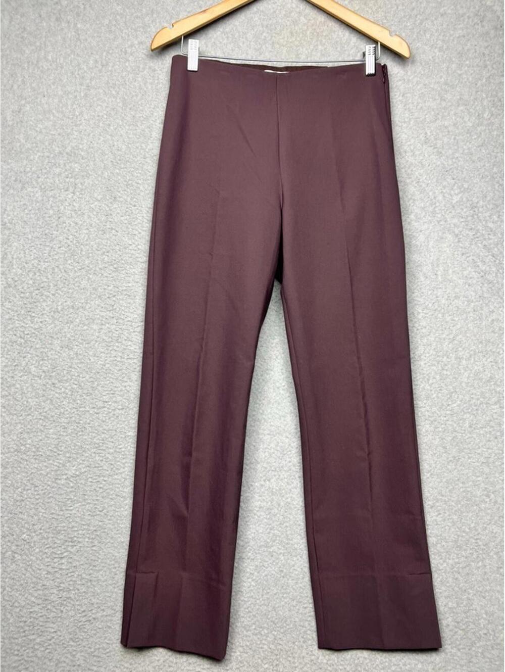Vince L Plum Pull On Cuffed Trousers Stretch Twill Minimalist Classic work Offic